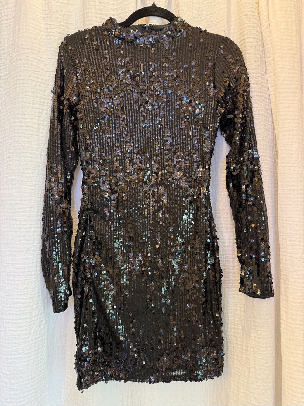 A.Peach’s Black Sequin Mock Neck Mini Dress - Size S